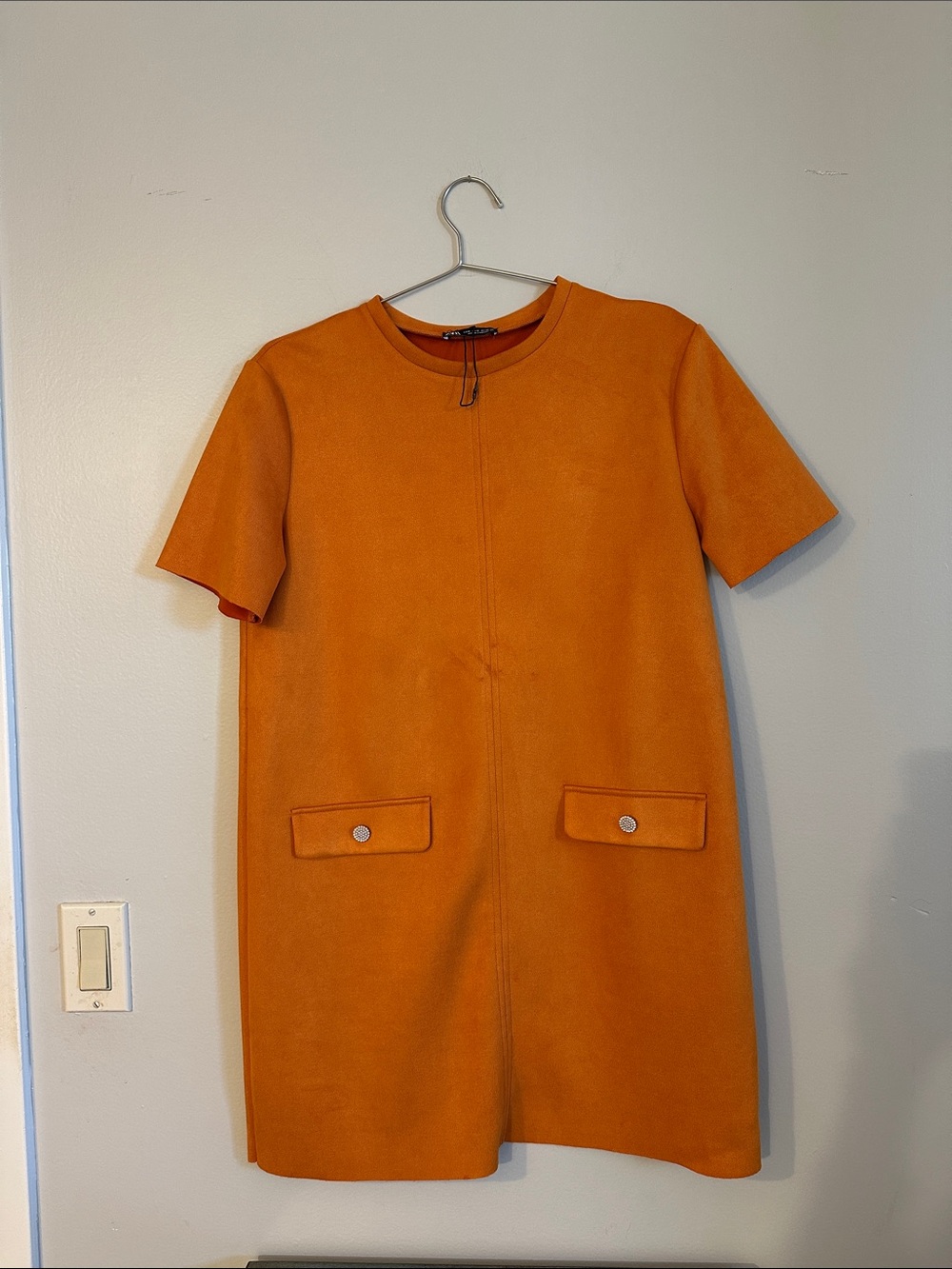 Zara Orange Suede-Look Mini Dress